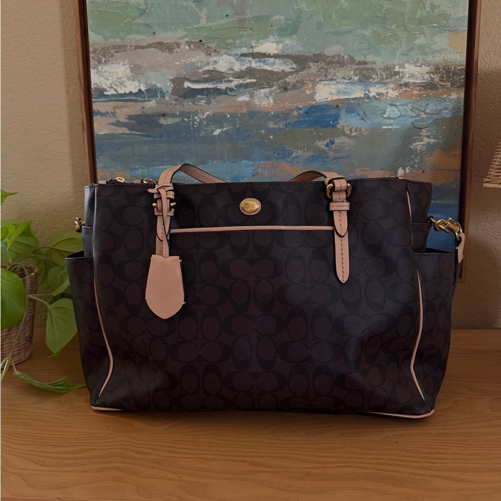COACH Peyton Tote-Brown, Beige, & Mahogany | Diaper/Work Bag